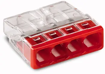 Lidhës me 4 porte Wago Compact (2273-204), transparent / i kuq