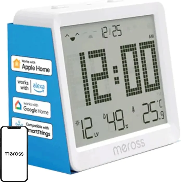 Sensor temperature dhe lagështie Meross MS130-EU, smart, Wi-Fi, ekran 3.7 inç, bardhë - 1