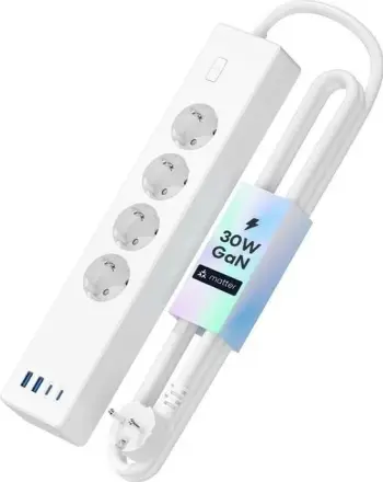 Kasë Meross MSP844, 4 Schuko, 2x USB-A, 2x USB-C, WiFi, Matter, bardhë