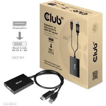 Adapter Club3D DisplayPort në DVI-D Dual Link + USB, 0.6m, HDCP OFF
