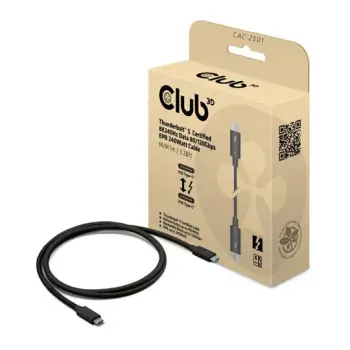 Kabllo Thunderbolt 5 Club3D 1m, 8K240Hz, 80/120Gbps, USB Type-C, e zezë
