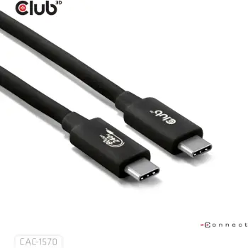 Kabllo USB-C Club3D CAC-1570, 80Gbps, 240W, 8K240Hz, 1.2m, e zezë