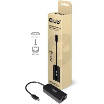 Adapter Club3D USB-C në RJ45 2.5Gbps, i zi