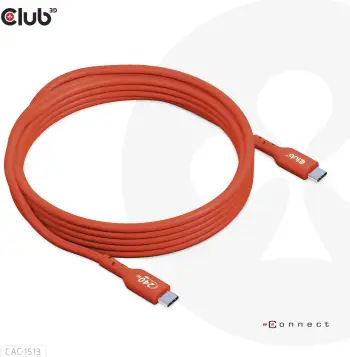 Kabull USB Club 3D CAC-1513, USB-C në USB-C, 3 m, i kuq