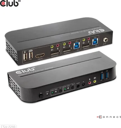 Switch KVM Club3D CSV-7210, 2x DisplayPort, 1x HDMI, 2xUSB, 4K60Hz, i zi - 1