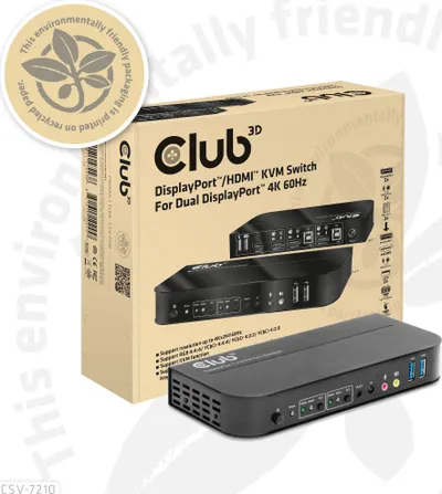 Switch KVM Club3D CSV-7210, 2x DisplayPort, 1x HDMI, 2xUSB, 4K60Hz, i zi - 2
