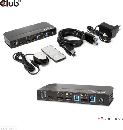 Switch KVM Club3D CSV-7210, 2x DisplayPort, 1x HDMI, 2xUSB, 4K60Hz, i zi - 4