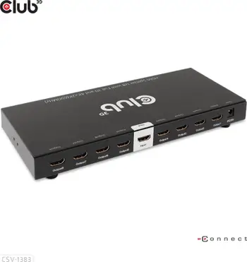 Ndarës video HDMI Club 3D CSV-1383, 1 në 8, 4K 60Hz, i zi