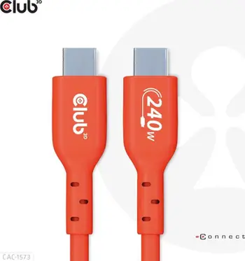 Kabllo USB C Club3D 2m, 240W, USB4 Gen 2x2, e kuqe