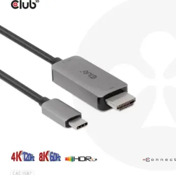 Kabllo USB-C në HDMI Club 3D CAC-1587, 3 m, 8K, gri
