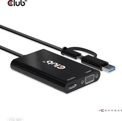 Docking station Club 3D CSV-1611, USB-C USB-A, HDMI VGA, i zi - 3