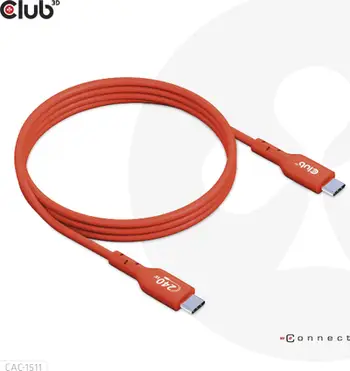 Kabllo USB-C Club3D 4m, 240W, 480Mb/s, e kuqe