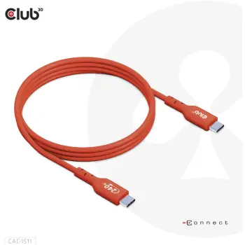 Kabllo USB Club 3D CAC-1511, USB C në USB C, 1 m, e kuqe