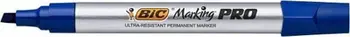 Marker permanent BiC Marking Pro, majë daltë, trup metalik, blu