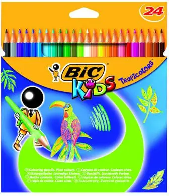 Lapsa me ngjyra për fëmijë Bic Kids TROPICOLORS, 24 copë