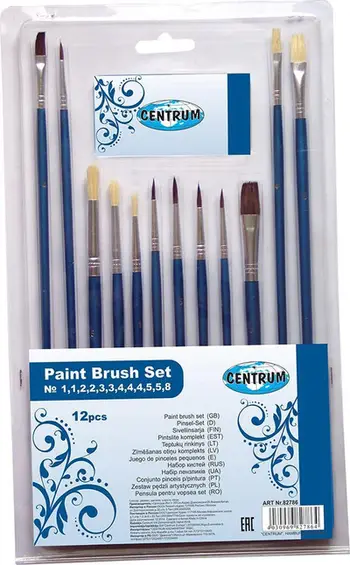 Set furçash druri Panta Plast, 12 copë, për pikturë