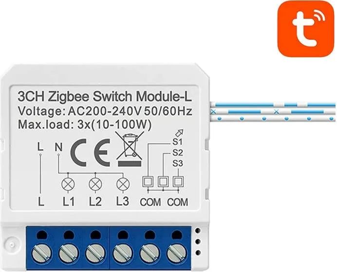 Modul smart switch Avatto LZWSM16-W3, 3 kanale, ZigBee, i bardhë - 1