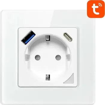 Prizë muri inteligjente Avatto N-WOT10-USB-W, WiFi, porta USB dhe USB C, e bardhë