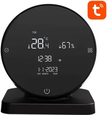 Sensor temperature dhe lagështie Avatto WHS20S Tuya, Wi-Fi, me ekran LCD, i zi