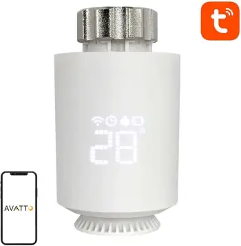 Kokë termostatike inteligjente Avatto TRV06, Zigbee 3.0, Tuya Smart, e bardhë