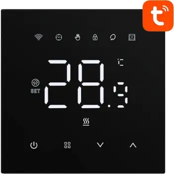 Termostat smart Avatto WT410-16A-B 16A Wi‑Fi për ngrohje elektrike, i zi