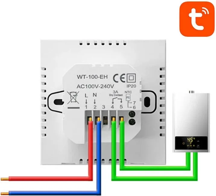 Termostat smart për bojler DHW, Avatto ZWT100 3A, ZigBee 3.0, me TUYA/Smart Life, AC 95-220V, i zi - 3