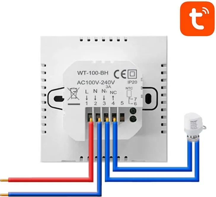 Termostat i mençur, Avatto ZWT100, ZigBee 3.0 3A, ekran LCD, kontroll me Tuya/Smart Life Alexa Google, për ngrohës uji - 2