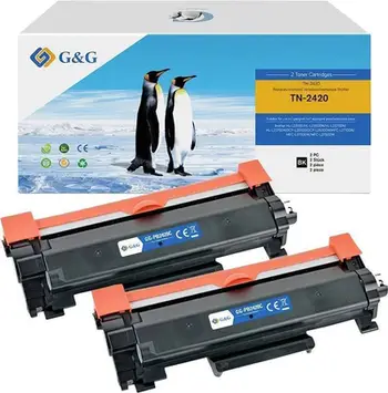 Toneri G&amp;G NT-PB2420C, zëvendëson Brother TN-2420 XL, 3000 faqe, i zi, 2 copë