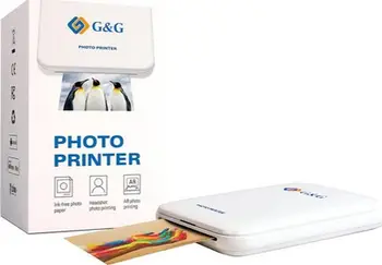 Printer fotografik mobil G&amp;G GG-PP023, kompakt, pa tela, i bardhë