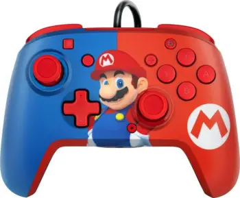 Kontroller PDP FaceOff Delux+ Audio Mario, me kabllo, i kuq / i kaltër