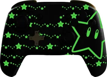 Kontroller PDP Rematch Super Stars Glow, wireless, i zi / i verdhë
