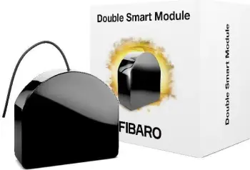 Modul i mençur i dyfishtë, FIBARO FGS-224, kontroll dy kanale, për automatizim shtëpie, i zi