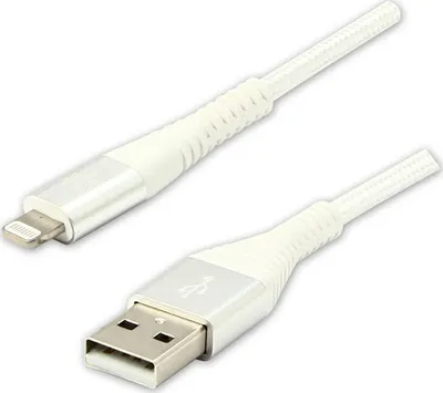 Kabllo USB Logo USB A në Lightning, 2m, najlon, e bardhë - 1