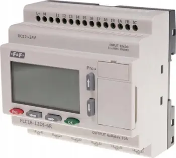 Kontroller i programueshëm F&amp;F FLC18-12DI-6R, 12 24V DC, 12 hyrje digjitale, gri