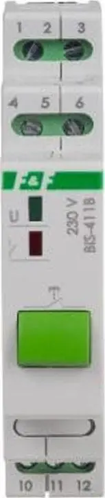 Relé bistabile F&amp;F BIS-411B, montim në shinë DIN, buton manual, 230V