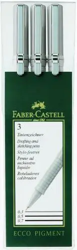 Set fineliner Faber-Castell Ecco Pigment, 3 copë, majë 0.3 0.5 0.7, ngjyrë e zezë