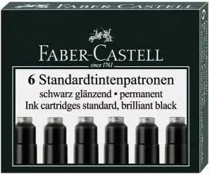 Fishekë zëvendësues për stilograf Faber-Castell 185507 FC, 6 copë, të zinj