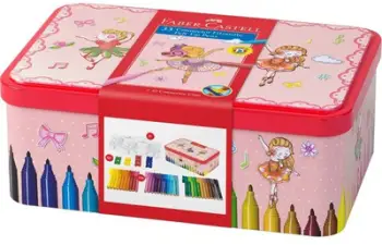 Set lapsa me ngjyra Faber-Castell Connector 155534, majë e trashë, kuti metalike