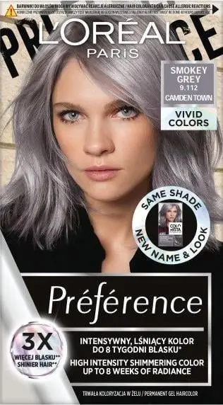 Bojë flokësh L'Oréal Paris Préférence Vivid Colours Smokey Grey, ngjyrë gri e tymosur, 1 copë