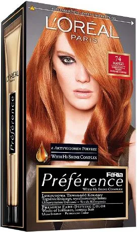 Ngjyrë për flokë për femra L'Oreal Paris Preference 7.4 Mango Bakër, 1 copë - 1
