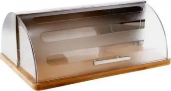 Kuti buke 5five Bread Bin S7908424, bambu dhe çelik inox, argjend