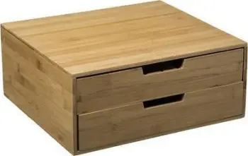 Organizues bambu për kapsula kafeje, 2 sirtarë, bazë për makinë kafeje, ngjyrë natyrale