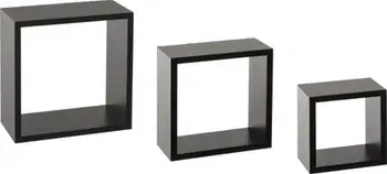 Raft dekorativ muri 5five Loft, set 3 copë, MDF, i zi