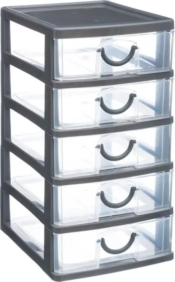Organizues dokumentesh 5five Under-desk Box, 5 sirtarë, plastikë, gri transparente
