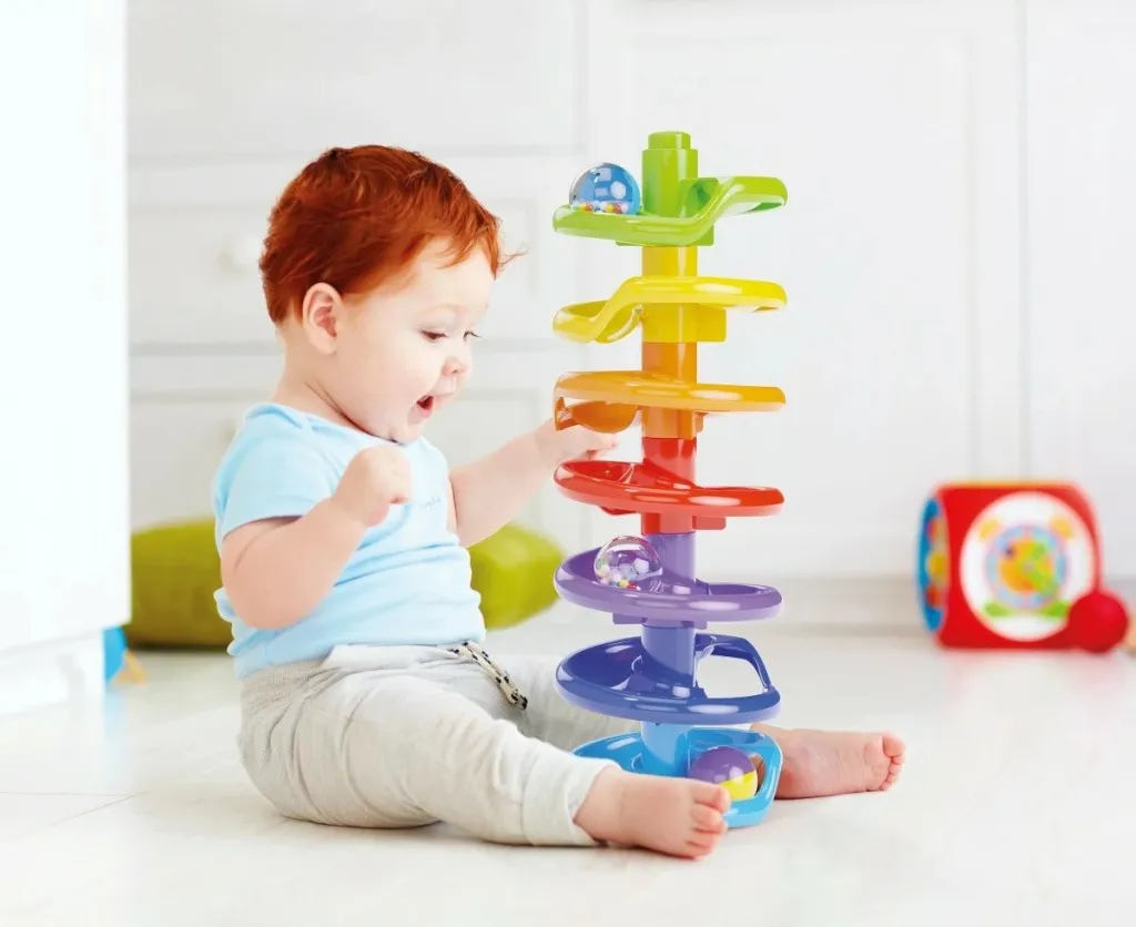 Lodër për bebe Quercetti: Pistë spirale me top, +12 m - 2