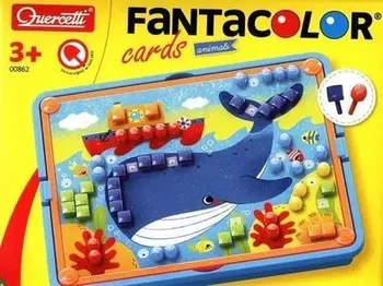 Lodër mozaiku Quercetti Fantacolor Cards Animals, me kunja me ngjyra, motive kafshësh, shumëngjyrëshe