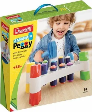 Lodër kreative Quercetti Hammer Peggy, me çekan dhe kunja, shumëngjyrëshe