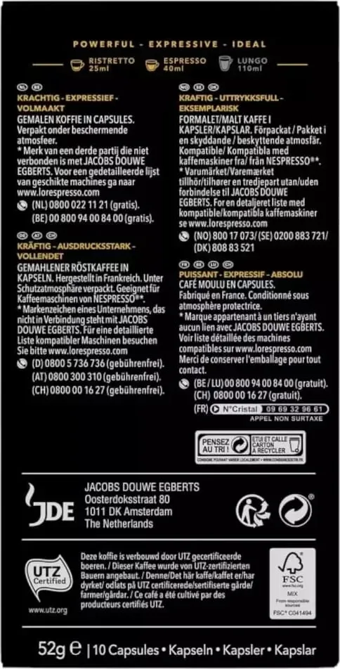 Kapsula Kafeje L'OR Ristretto, 10 copë - 4