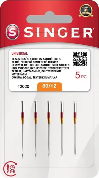 Gjilpëra makine qepëse Singer N2020, madhësia 12/80, set 10 copë, argjendi