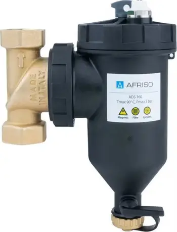 Separator magnetik papastërtish Afriso ADS 160, lidhje rrotulluese FF G1, poliamid, i zi